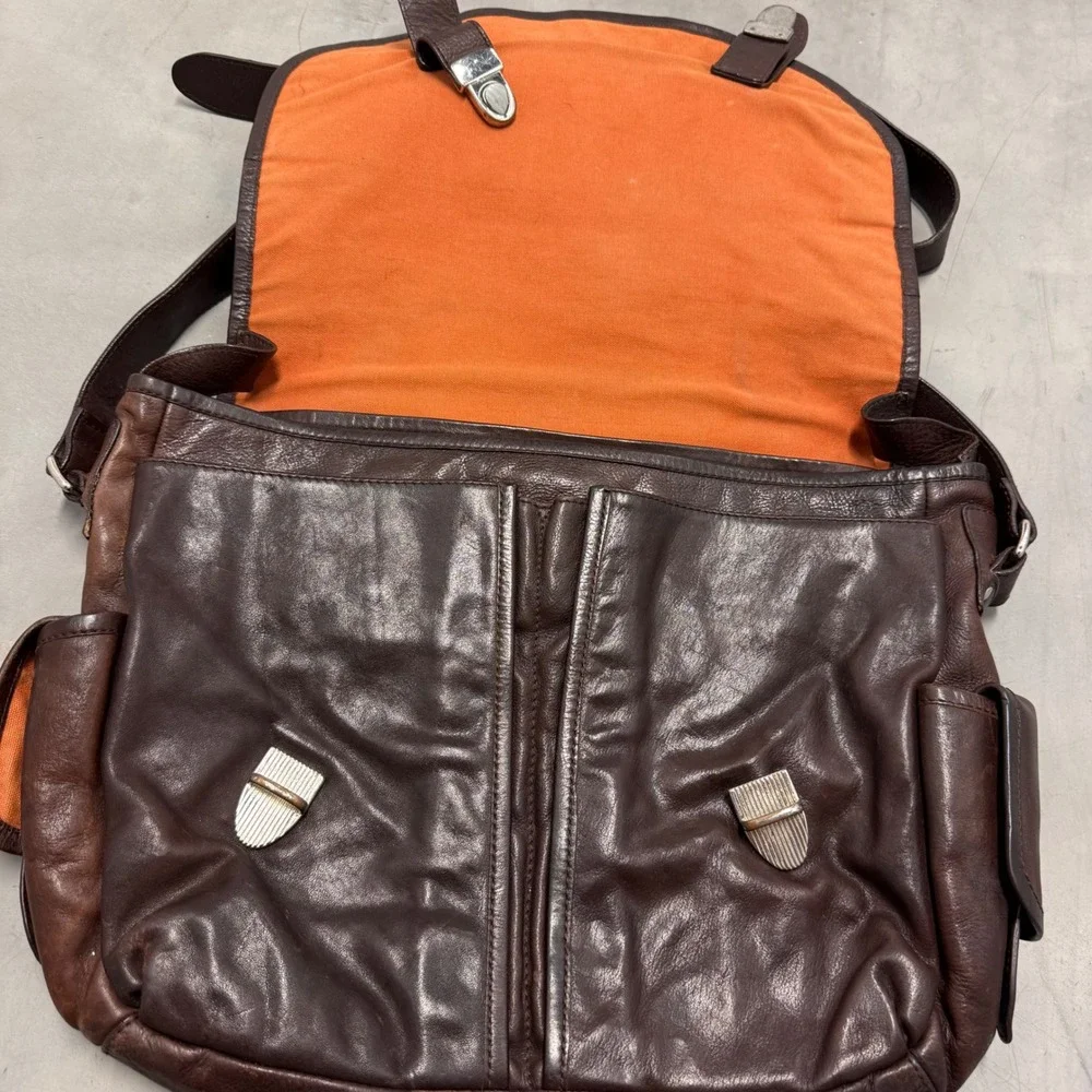 vintage cole haan leather messenger mail bag